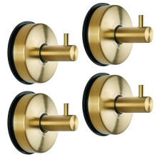 YOHOM 4 pcs Suction Cup Towel Hooks Stainless Steel Bathroom Suction Hooks Sucker Shower Hook Suction Towel Holder for Kitchen Wall Heavy Duty Towel