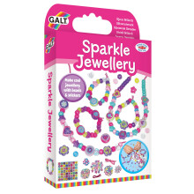 Galt Sparkle Jewellery - Childrens Necklace and Bracelet Making, Craft Kit for Kids - Fun Activity Pack with Colourful Beads and Stickers, Encourages