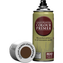 The Army Painter Colour Primer Leather Brown, 400 mL Acrylic Spray Primer, Spray Paint Basecoat for Miniature Priming, Tabletop Roleplaying, Boardgam