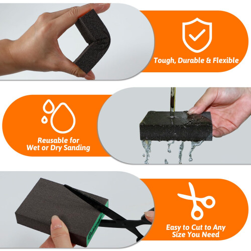 9 PCS Sanding Blocks 120 Grit Wet Dry Sandpaper 2