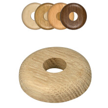 FUX 2 Radiator Pipe Covers Single Collars 15mm Unvarnished Oak Wood - Heater Covers - Floor Rings