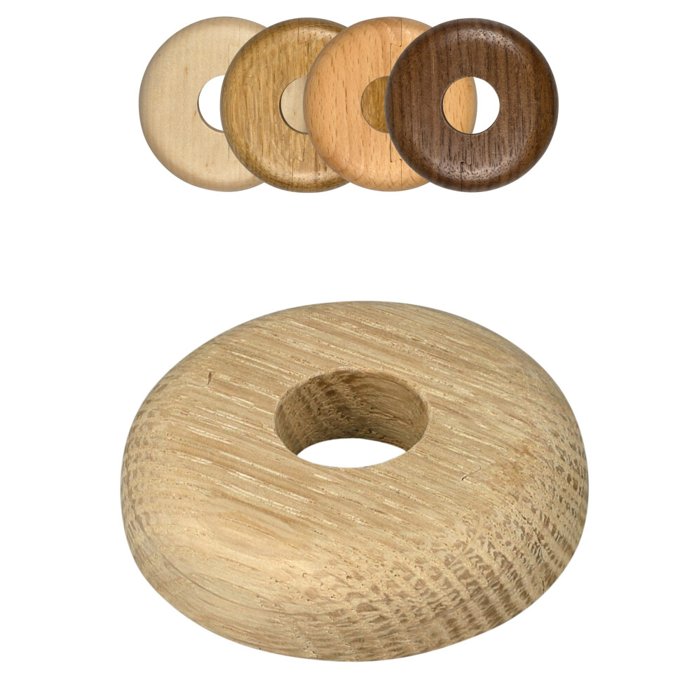 Fux 2 Radiator Pipe Covers Single Collars 15Mm Unvarnished Oak Wood - Heater Covers - Floor Rings 5051226643392