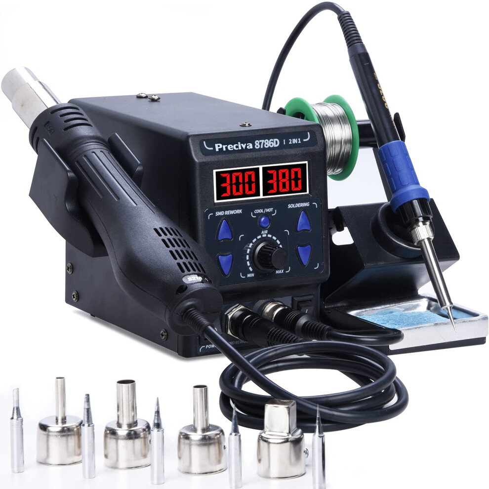 Preciva 2-In-1 Hot Air Gun Rework And Soldering Iron Station With /, Cold/Hot Air Conversion, Solder Station With Digital Temperature Correction An 11935773