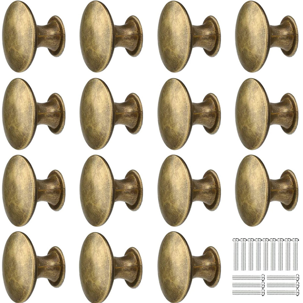 15Pcs 30Mm Vintage Bronze Style Round Knobs Bronze Round Furniture Door Knobs Antique Brass Door Knob With Screws For Drawer Wardrobe Closet Bedside 5051226640674