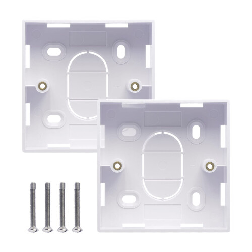 VCELINK Surface Mount Back Box for Network Wallplate Ethernet Faceplate 1 Gang 32mm White, 2 Pack