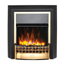 Dimplex Cheriton Deluxe Optiflame Freestanding Electric Fire, Brass and Black Free Standing LED Flame Effect Electric Fireplace with Variable Flame B