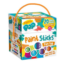 Paint Pop - Paint Sticks For Kids - 20 Pack Assorted Colours & Fun Storage Tub - Twist & Paint, Mess-Free, Fast Drying Action, Easy Clean Up, Vibrant