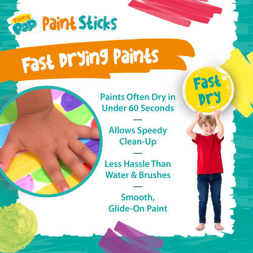 Paint Pop Fun Tub Assorted 20 Pack - Kids Paint Sticks Storage Tub Set 2