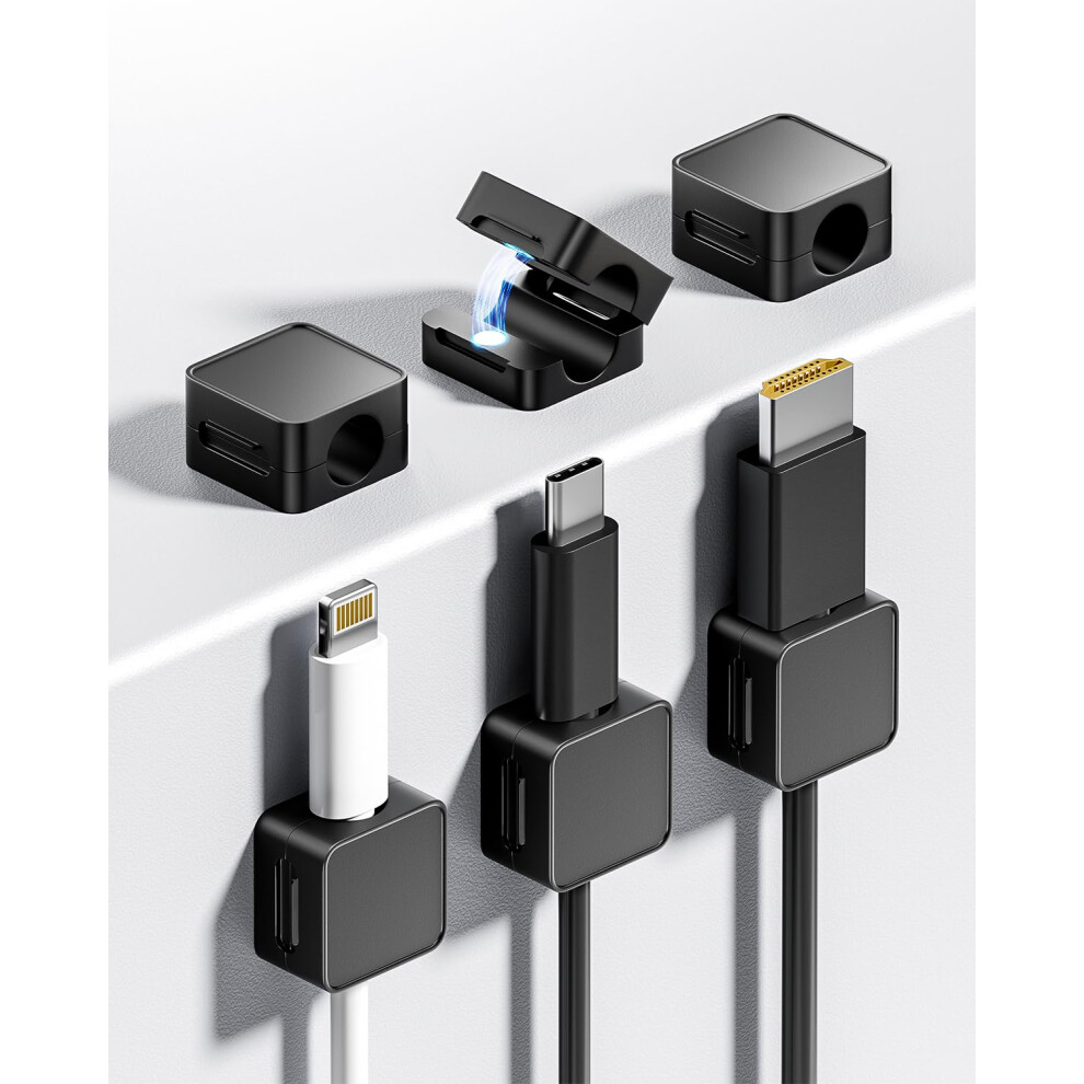 Cable Holder Clips, 6 Pack Magnetic Cable Clips, Wire Holder Organiser Cord Management, Self Adhesive Wire Organiser For Nightstand, Office, Home, De 96227305