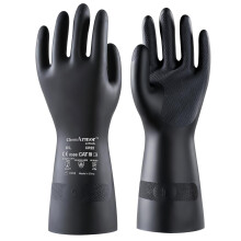 AnTools Heavy Duty Rubber Safety Work Gloves, Chemical Resistant Latex Gloves for Cleaning, Acid & Alkali Protection, Hazmat Use, Black, X-Large