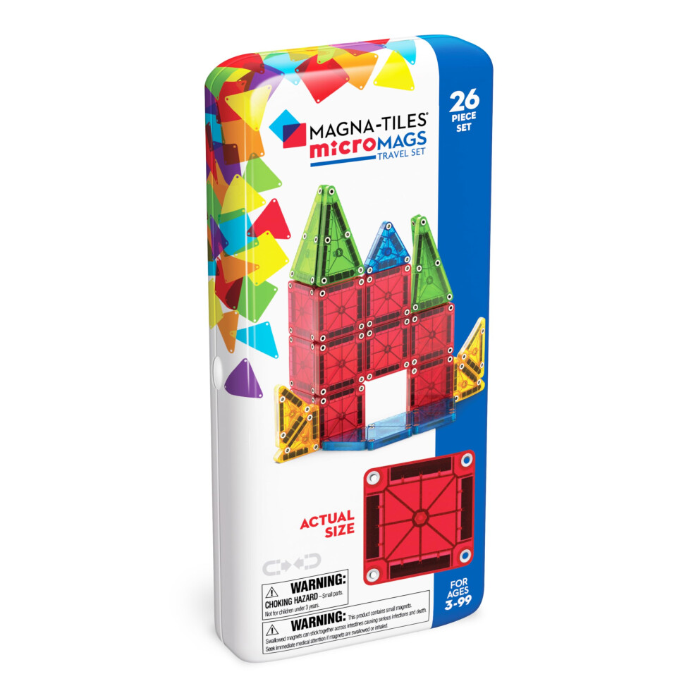 Photos - Construction Toy Magna-Tiles microMAGS 26-Piece Travel Magnetic Construction Set – Bold Colors, The Original Magnetic Building Brand