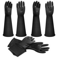 18" Rubber Gloves Heavy Duty Latex Gloves Chemical Resistant Protective Gloves PPE Industrial Safety Work Long Gauntlets Gloves, Waterproof, Resist S