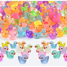 Mini Duck 100 Pack Glow in The Dark Resin Duck Figures for Aquarium Fairy Garden Dollhouse Landscape