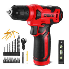 DEKOPRO 8V Cordless Drill Set with 3/8" Keyless Chuck, Built-in LED, Type-C Charge Cable, 42pcs Acessories, Power Drills for Drilling and Tightening/