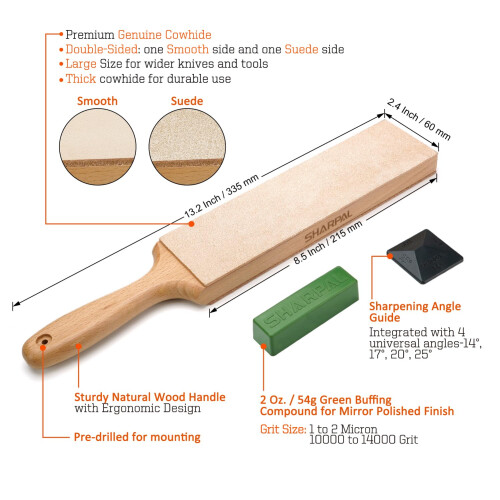 SHARPAL 205H Leather Strop (Genuine Cowhide) 33 x 6cm Kit 2