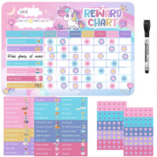 Magnetic Reward Chart for Kids, Behaviour Charts for Children with 52 Behaviour Stickers, 120 Star Stickers for Good Habits, Routine, Potty Training
