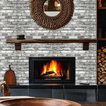 Snewvie Rustic Grey Brick Effect Wallpaper 3D Non-Woven Pattern Vintage Slate for Bedroom Living Room Restaurant Cafe 950 * 53cm