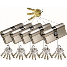SEPOX 5 Pack 60mm(30/30) Euro Double Lock Cylinder, Master Key System, Brushed Nickel, Alloy Casing High-Security 6-Pin Brass Cylinder Plug, for Fron