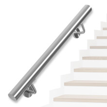 OUUTMEE Stainless Steel Handrail for Stairs – 100CM Wall-Mounted Stair Railing with Brackets, Indoor/Outdoor Handrail for Loft, Porch, Garage & Deck