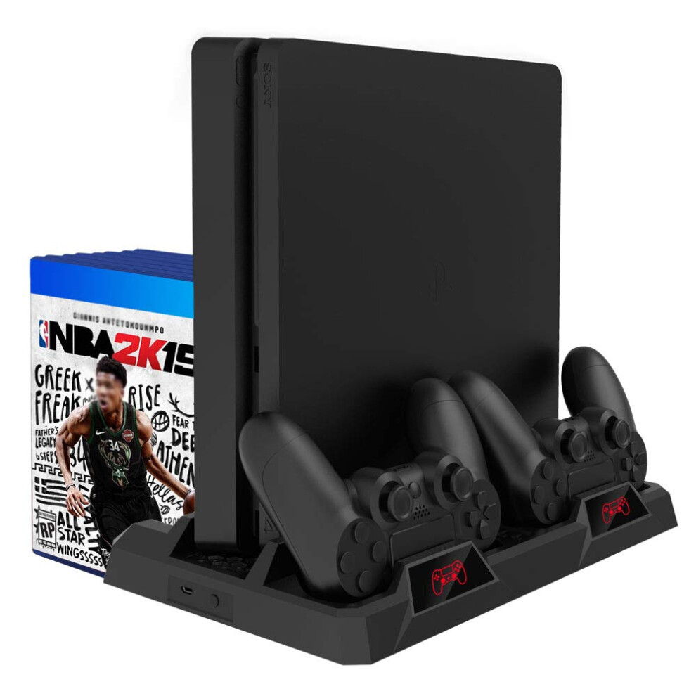 Vertical Stand With Cooling Fan And Dual Controller Charging Station Spacesaving Design For Ps4 9113335749795