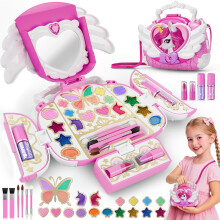 Unicorn Girls Toys Kids Makeup Sets for 3-12 Girl, Washable Make up Kit With Mirror & Strap, Real Makeup Girl Princess Pretend Play Games Toys Presen