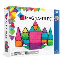 MAGNA-TILES Classic 32-Piece Magnetic Construction Set, Magnet Building Blocks, STEM Engineering Toys & Math Manipulatives, Preschool, Classroom, Pla