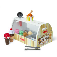Melissa & Doug Wooden Ice Cream Toy Shop | Role Play Set for Kids | Age 3+