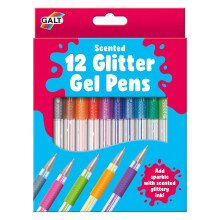 Galt 12 Glitter Gel Pens - Childrens Scented Colourful Metallic Gel Pens Kit, Arts and Crafts for Kids - Multicolour Sparkly and Glittery Pen Set for