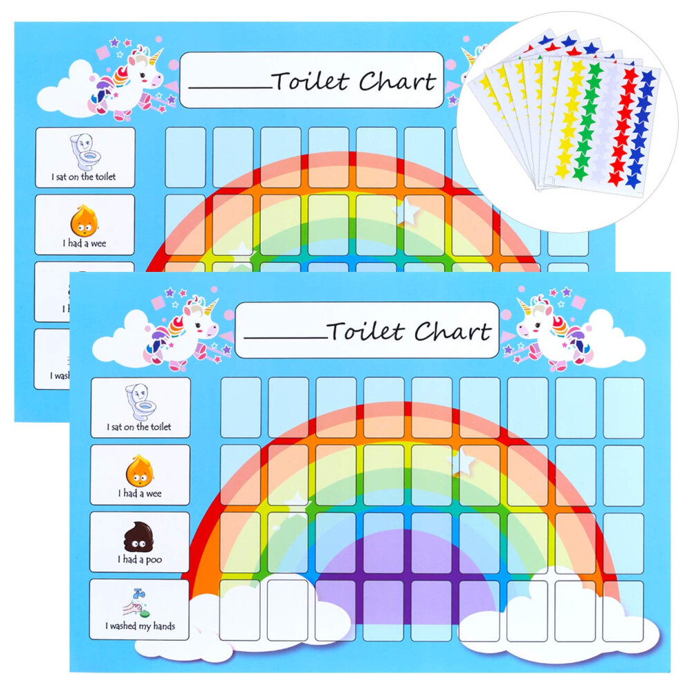 Potty Training Reward Chart Pack Of 2 - Toilet Training Chart With 270 Star Stickers For Toddlers Girls Boys, Wipe Clean Gwhole