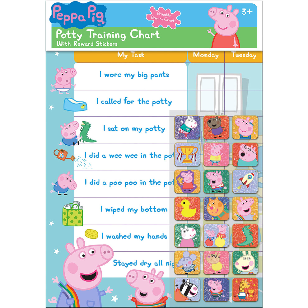 01.70.30.022 Peppa Pig Potty And Toilet Training Reward Chart And 56 Sparkly Stickers, Pink Paper Projects
