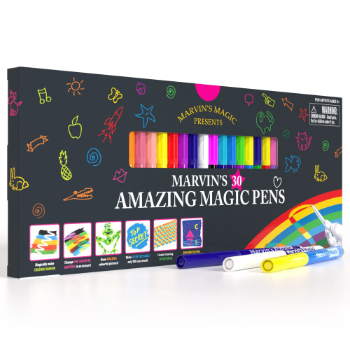 Marvin's Magic 30 Colour Changing Magic Pens for Kids, Erasable, 3D Writing