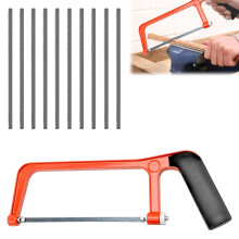 Adjustable Angle Hacksaw with 10 Blades, Ergonomic Grip for Metal, PVC, Pipe and Tile Cutting
