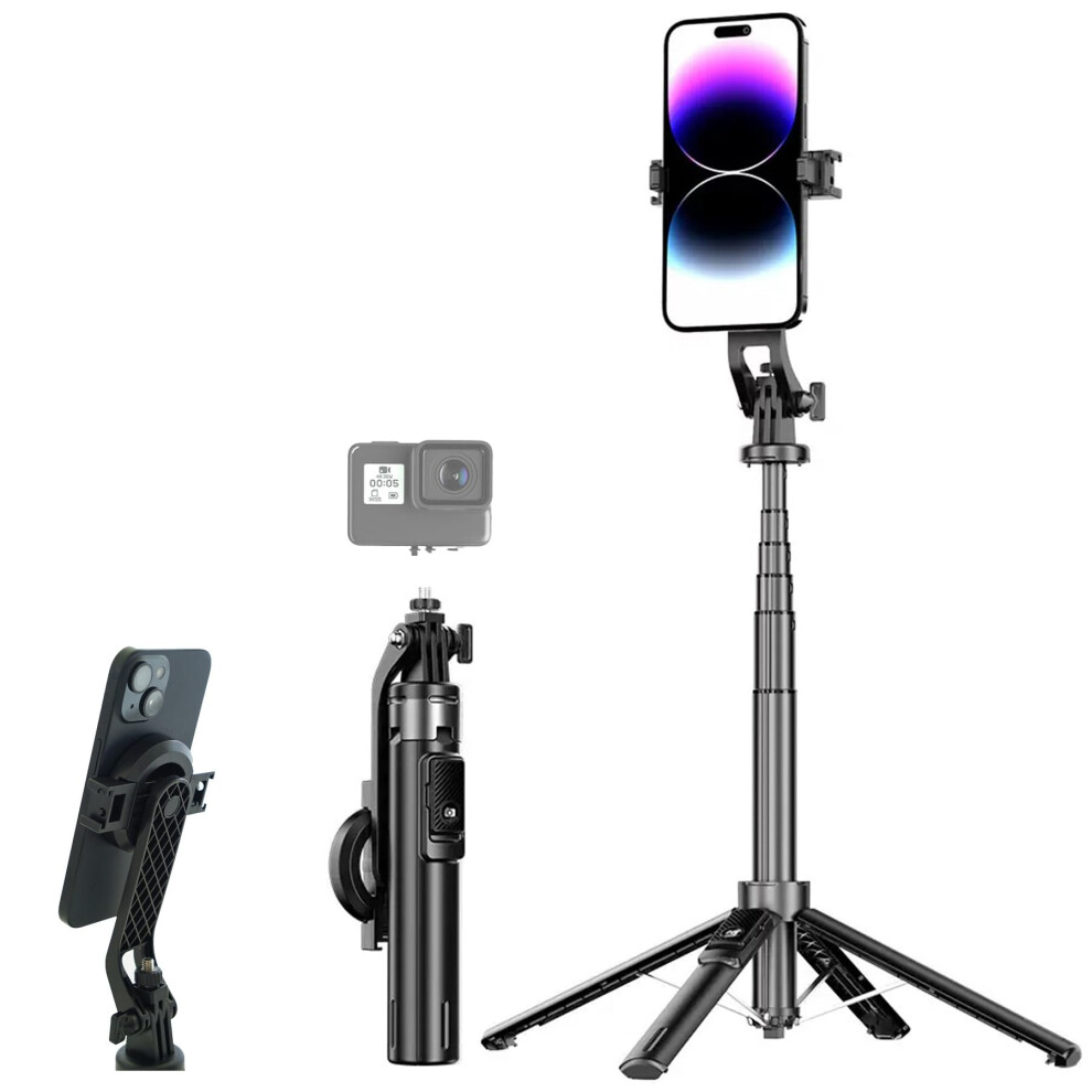 Magnetic Selfie Stick Tripod With Bluetooth Remote, Extendable 134Cm Phone Stand For Iphone And Android 9455672903325