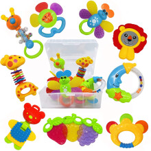 Infant Toys 0-3 Months Infant Rattles AIVIAI Baby Rattle Teether Toy Set with Storage Box Musical rattles for Newborn Girl Boy 5 6 8 9 12 Month (11pc