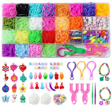 MIUTME Loom Bands Set with Charms Beads, 29 Grids Loom Bands Starter Kit Storage Case for DIY Refill Bracelet Making Craft, X-mas Birthday Party Gift