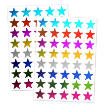 8 Colours, 4000 Pack, Foil Star Metallic Stickers, 15mm