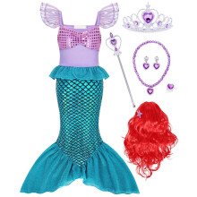 KumSoomliy Mermaid Costume Girls Pincess Dresses with Accessories 7-8Y 140