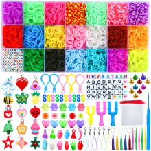 DEVA STASH Loom Bands Kit, 20 Colours Loom Band Kits for Girls Includes Clips, Charms, DIY Friendship Bracelet Making Kits, Craft Kits, Perfect Birth