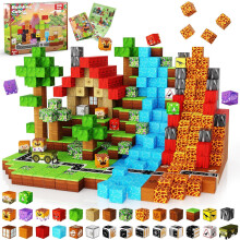 Goody King Dinosaur Volcano Magnetic Block 100PCS Magnetic Block Cubes,STEM Montessori Sensory Toys for Toddlers Kids Boys Girls Ages 3-5 6-8 Christm