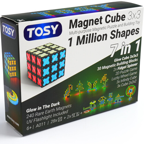 TOSY Magnet Cube 3x3-30 Blocks, 240 Magnets, Multipurpose: Creative Building Blocks, Transformable Fidget Spinner, Puzzle/Infinity Cube, Christmas St