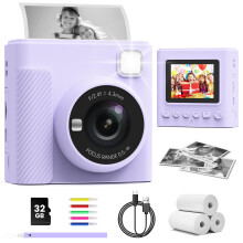 TIATUA Kids Camera Instant Print, 2.4'' Instant Camera for Kids with 32G Card & Print Photo Paper, 1080P Video Kids Digital Toy, Christmas Birthday G