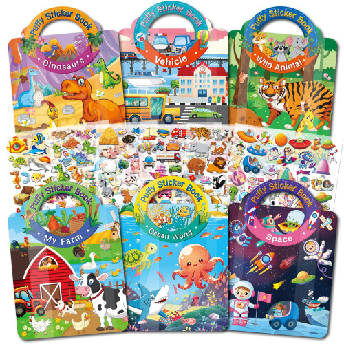 Elfew 6 Pack Reusable Sticker Book for Toddlers 2 3 4 Years