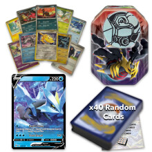 Ultimate Shiny Tin Bundle - 50 Random Cards Guaranteed 10 Holos + 1 Rare Shiny Card + 1 Coin Plus The Toy Box Card