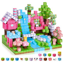 Coolzon 154PCS Magnetic Blocks-Magnetic Building Blocks for Kids Tiles Stacking Cubes Game,Mine Magnet Cubes Set Boys Girls Ages 3 4 5 6 7 8 9, Cherr