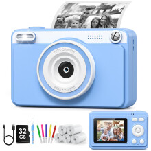 GREENKINDER Kids Camera Instant Print, 1080P Instant Camera for Kids with 5 Rolls Print Paper & 32GB Card, Kids Digital Cameras Christmas Birthday To
