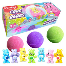 ZIMPLI - 3 x Large 100g Care Bears Surprise Baff Bombz, 1 of 7 Care Bear Toys to Collect, One per Bath Bomb, Collectable Toy Figures for Boys & Girls