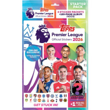 Topps Premier League Stickers 2026 - Starter Pack - Online Exclusive! (Contains a Bumper 96-Page Albums, 8 Sticker Packets, a Kick Off Sticker Card P