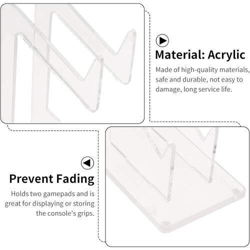 Transparent Acrylic Dual Game Controller Stand with Headset Holder, AntiSlip Base, Tool Assembly 1