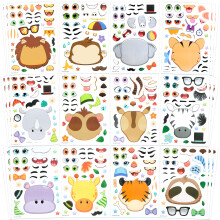 JOYIN 36 PCS Make-a-face Sticker Sheets, Make Your Own Animal Mix and Match Animals Sticker Sheets for Children, Sticker Faces for Kids, Stickers for