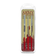 The Army Painter Miniature & Model Files, 3-Piece Diamond Small File Set of Round File, Flat File and Triangular Metal File, Needle File Set for Meta